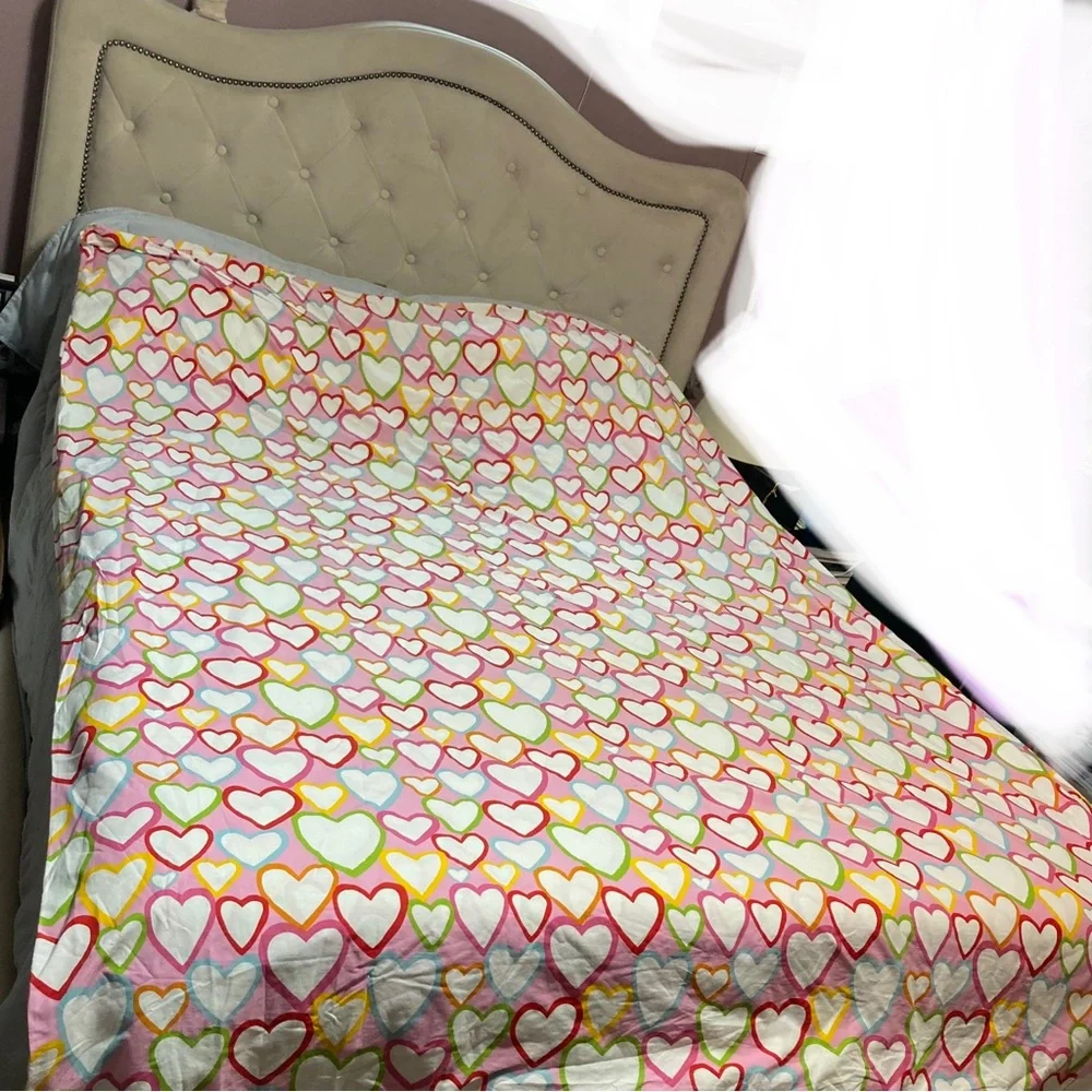 IKEA Hearts Vitaminer Hjarta Pink White Cotton Reversible Duvet Cover Twin